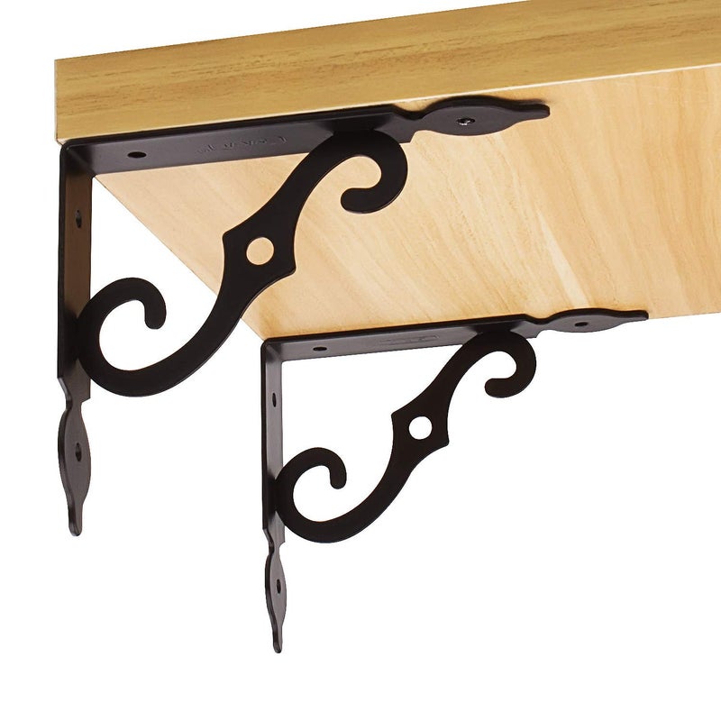 Acrux7 5.5 x 4.3 Inch Heavy Duty Black Metal Shelf Brackets - 12 Pack With Screws, L-Shaped Support Angle Brackets for Floating Shelves - Image 5